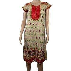 SAKSHI INDIA WOMEN DRESS SHORT SLEEVE TAN/BROWN SZ L